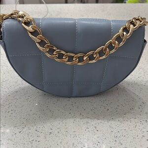 Vegan Leather Elegant Blue Quilted Chain Bag